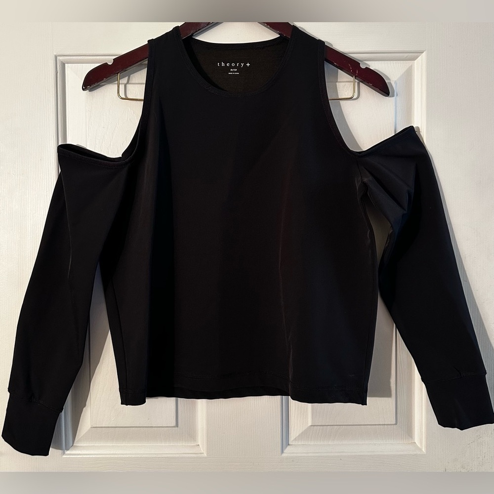 THEORY P/TP Black Witchy Fairy Grunge Cold Shoulder Long Sleeve Jersey Knit NICE